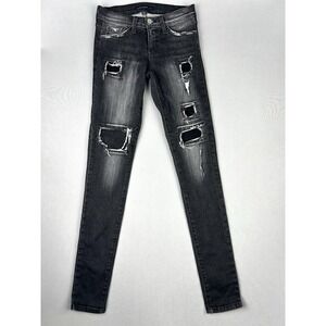 Flying Monkey Platinum Size 24 Juniors Skinny Distressed‎ Black Denim Jeans